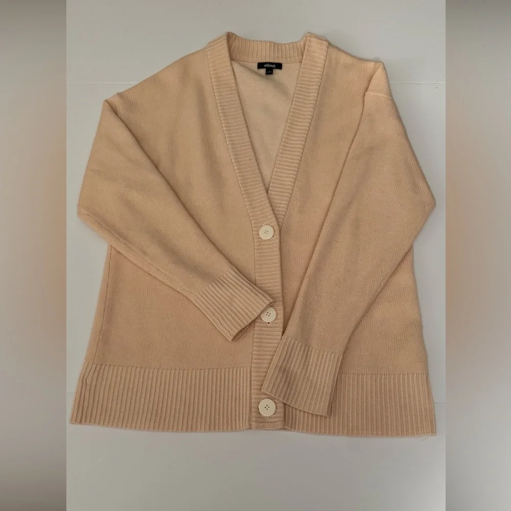 Allbirds The Cardi Peach Merino Wool Button Front Knit Cardigan Top XL